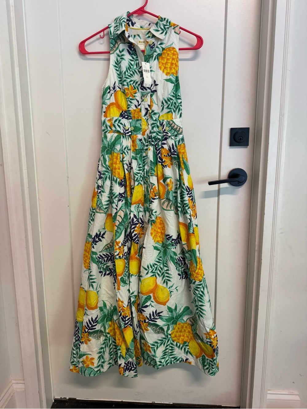 NWT Maeve Pineapple and Leaf Print Button-Front Dress, XXS